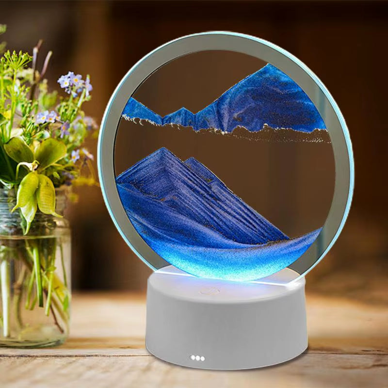 3D Sand Art Liquid Motion Deep Sea Sandscape in Motion Display Creative Sand Frame Relaxing Desktop Home Office Work Decoration