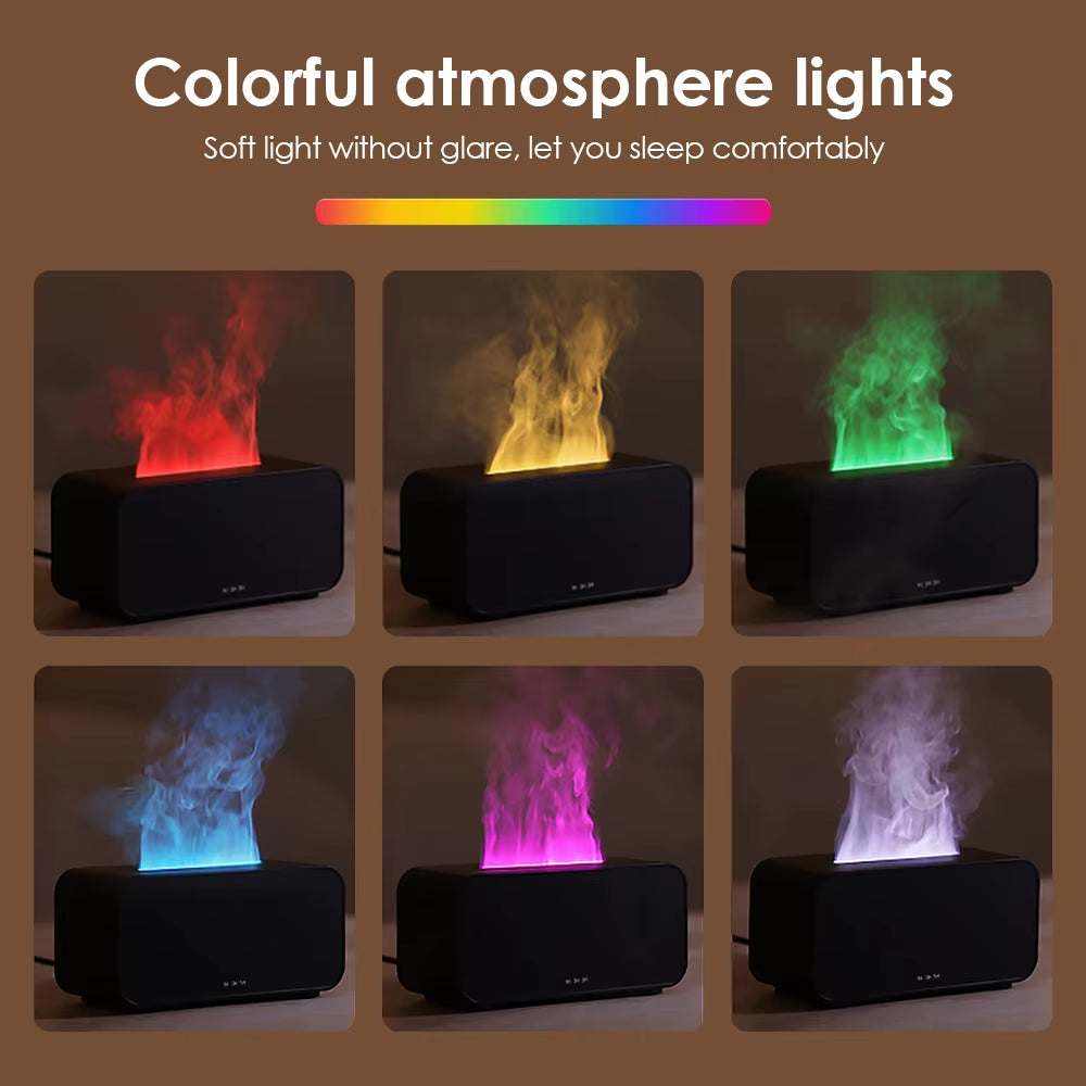 Aroma Diffuser Air Humidifier Ultrasonic Cool Mist Maker Fogger Led Essential Oil Flame Lamp Difusor with Colorful Light