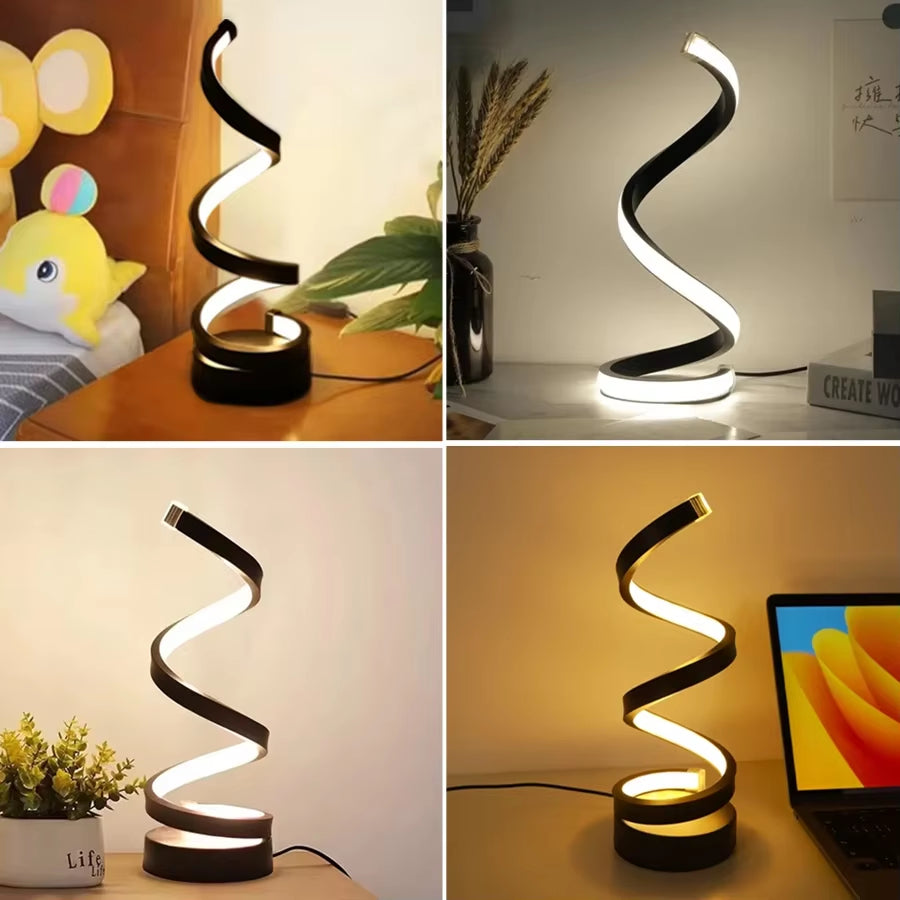 LED Night Light Spiral Table Lamp Modern Bedside Lamps Dimmable Night Lamp Office Living Room Bedroom Decoration Night Lights