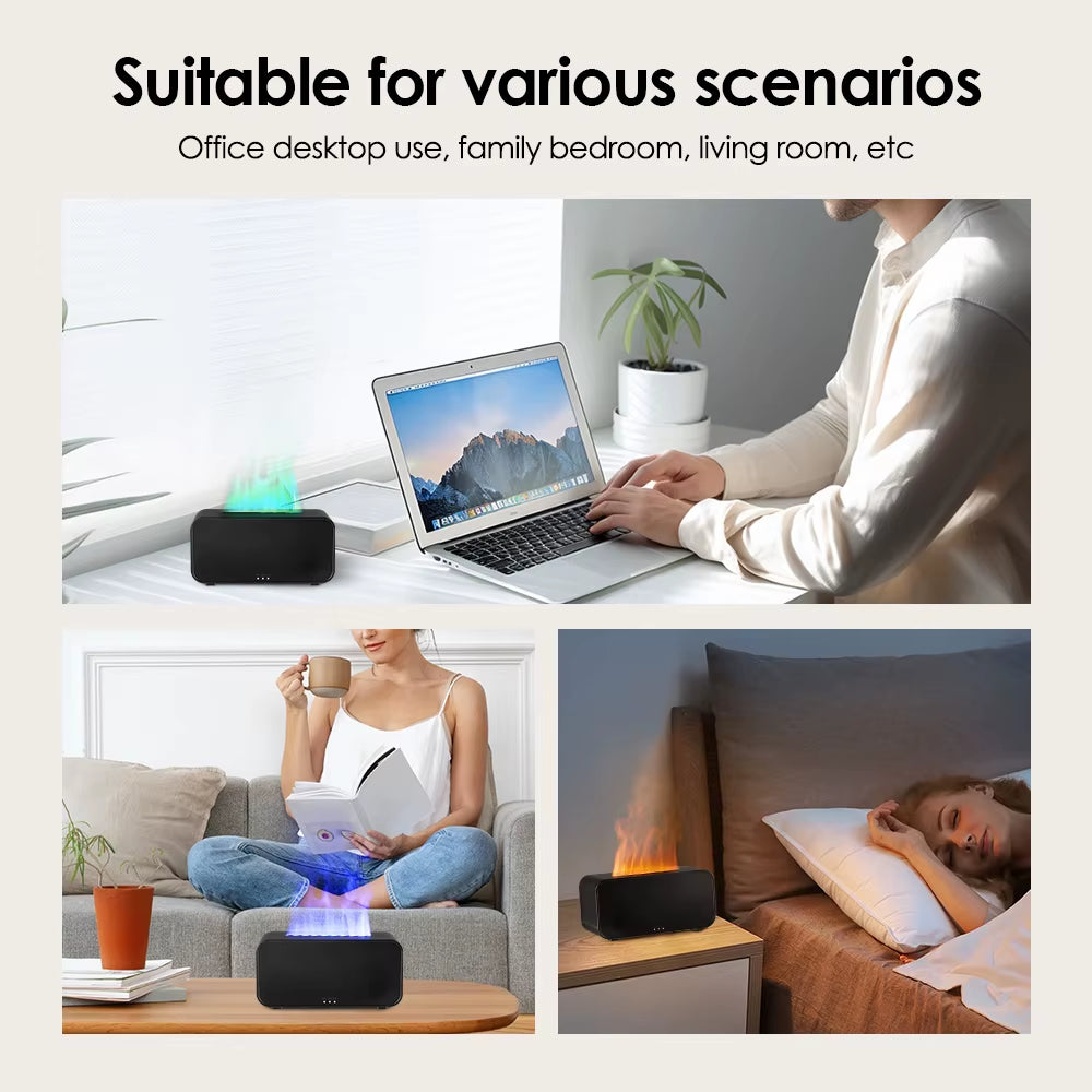 Aroma Diffuser Air Humidifier Ultrasonic Cool Mist Maker Fogger Led Essential Oil Flame Lamp Difusor with Colorful Light