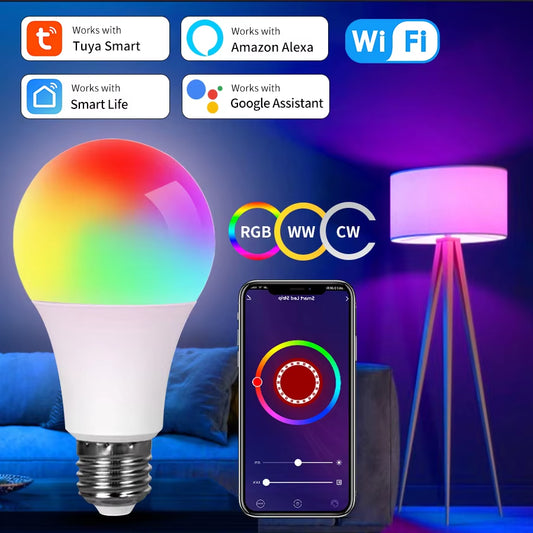 AC 220V 110V Tuya Smart Wifi LED Light Bulb E27 10W 15W 20W Alexa LED Lamp Smart Life APP Google Assisatnt Echo Voice Control